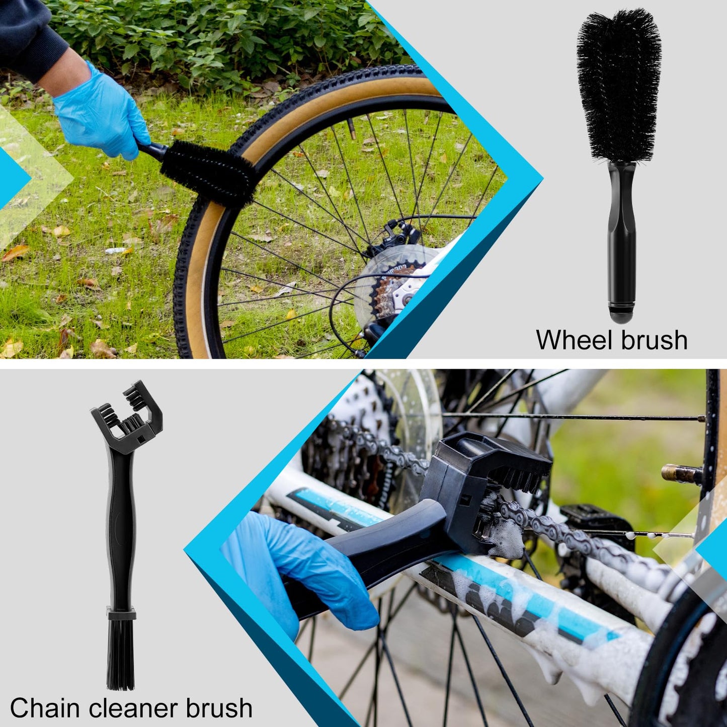Airmates Bike Chain Cleaning Kit - Including Bicycle Chain Cleaner Degreaser, Cycling Chain Lube, Bike Cleaner Brush Tool and Gloves Suitable for MTB Ebike Road Bike and Trail Bikes