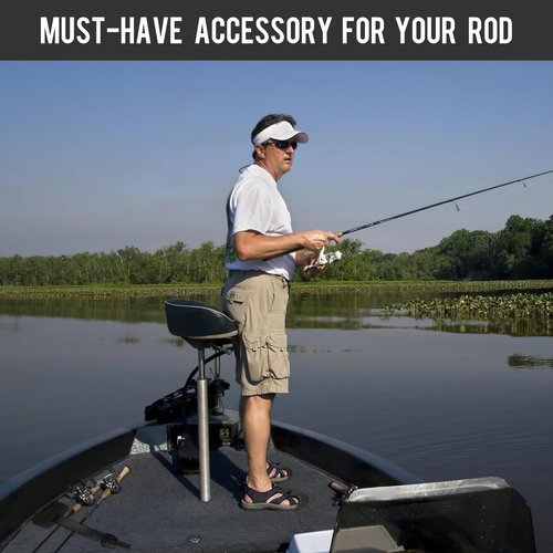 Retractable Rod Straps for Fishing Rods, Gunwale/Deck Mount Self-Retracting Tie-Down Straps, F14200 Rod Saver Strap Fishing Rod Holder, Fishing Pole Holders for Boat Deck, Black - 2 Pack