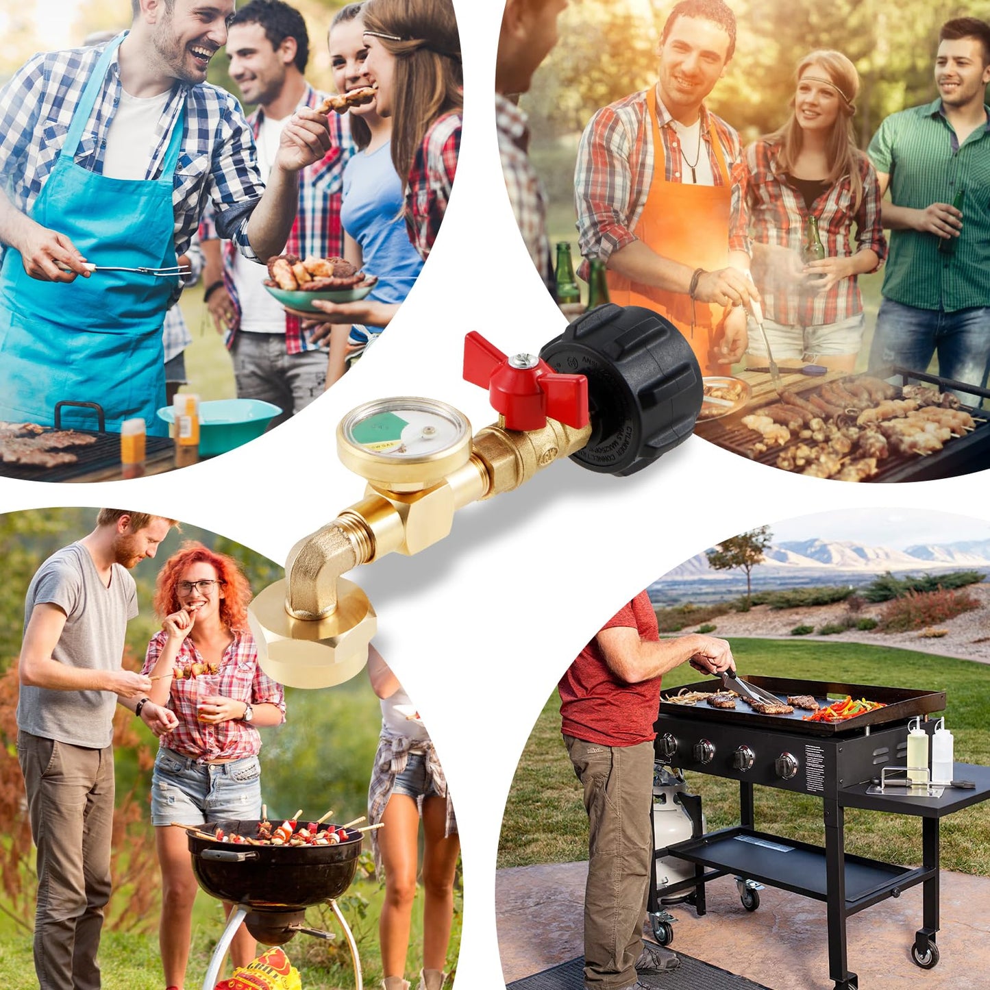 HJJWNDDNG Propane Refill Adapter, Fill 1 Pound Bottles from 20lb Tank, 90 Degrees L Shape Propane Regulator with Gauge and ON-Off Control Valve QCC1 Connection 1 lb. Tanks Propane Bottles