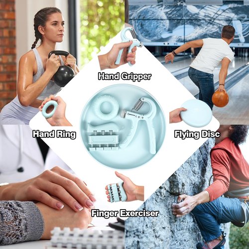 Twinbeing Grip Strengthener Kit & Flying Disc(4 pack) Ideal for Kids, Adults with Adjustable Hand Grip, Finger Exerciser, Hand Strength Ring for Muscle Therapy, Injury Recovery & Stress Relief