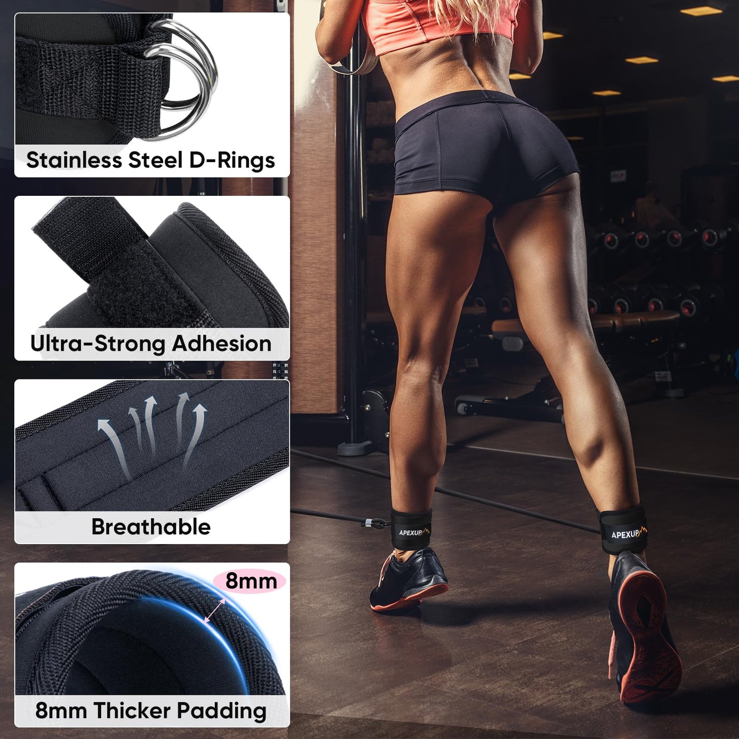 APEXUP 10lbs/Pair Adjustable Ankle Weights+ Ankle Strap