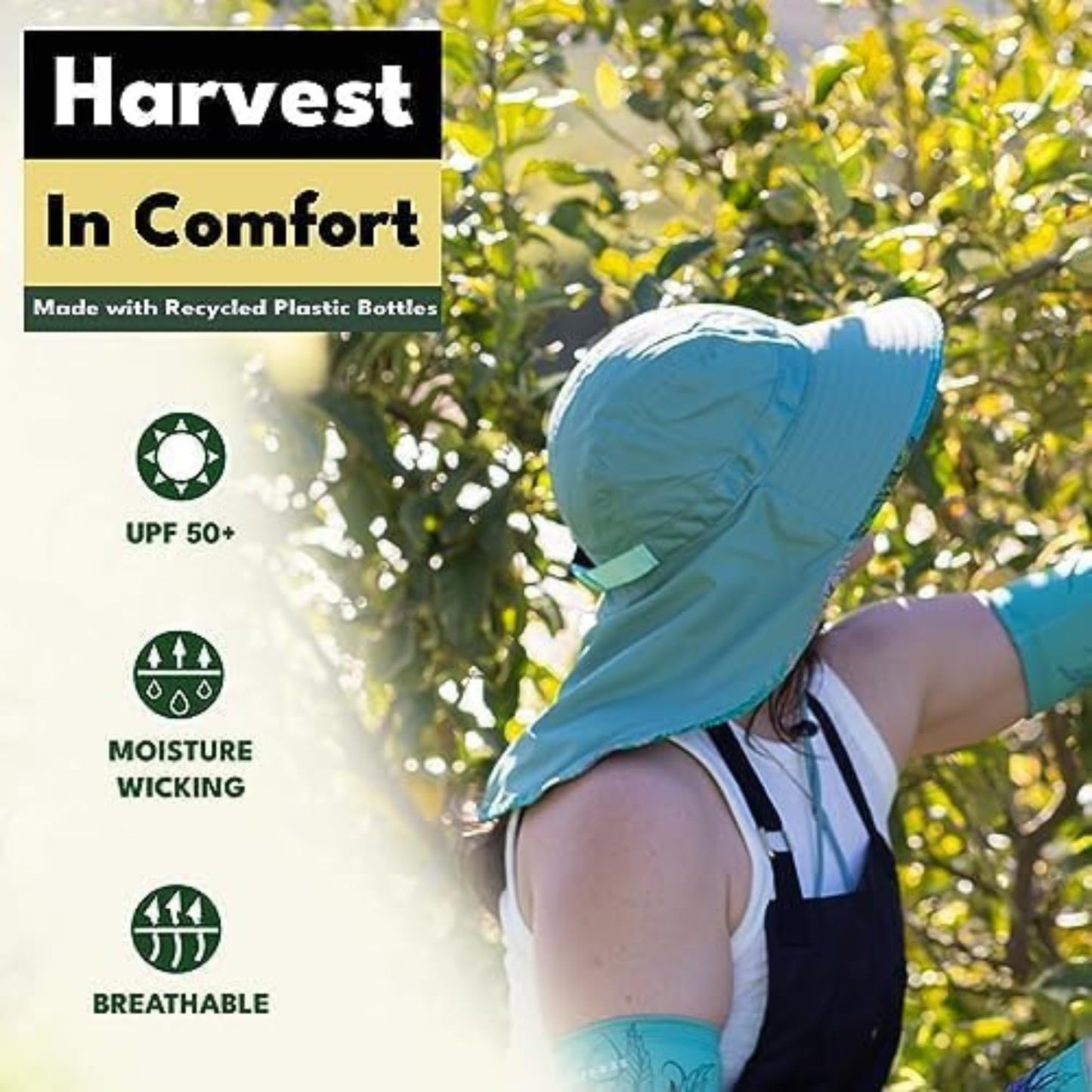 FARMER'S DEFENSE Sun Hat | UPF 50+ Sun Protection | Wide Brim | Neck Flap | Lifeguard Hat | Lightweight | Beach, Gardening, Fishing, Hiking, Outdoors | Cream