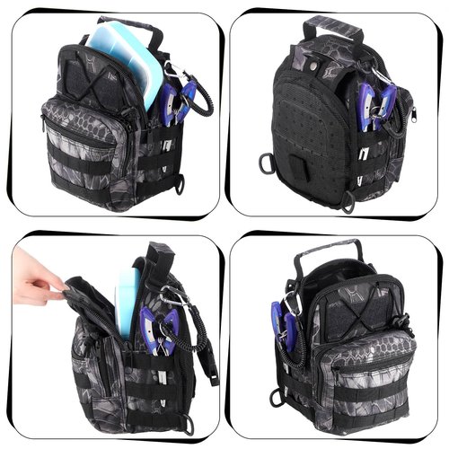 Sosation 134 Pcs Fishing Tool Kit Fishing Gear and Equipment for Men Adults, Include Hook Remover, Pliers Kit, Tackle Box with Tackle Included, Lures, Lip Gripper, Weigh Scale(Python Pattern)