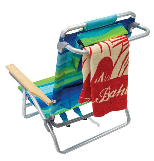 Tommy Bahama 2-Pack 5-Position Classic Lay Flat Backpack Beach Chair with Cooler and Cup Holder, Portable Folding Beach Chair for Tanning, Blue/Green