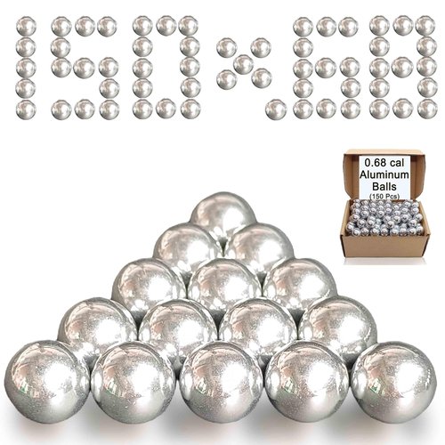 CCFREELIFE 150ct .68 Caliber Aluminum Balls, 68 Caliber Self Defense Balls for Byrna SD/LE/TCR/MAX, for Salt Supply S2/Pistelle X-68, 7.3g, Reusable, Ideal for Practice Training