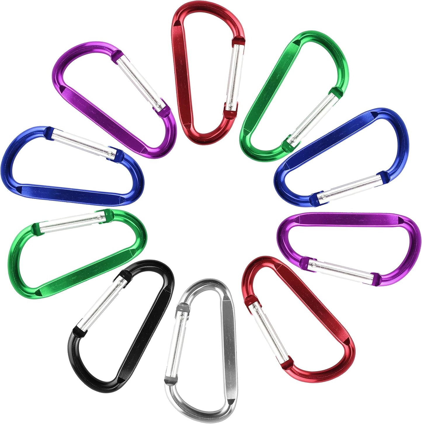 SWATOM Aluminum D-Shape Carabiner Clips | 1.6-3 Inch Spring Snap Hooks for Outdoor Use
