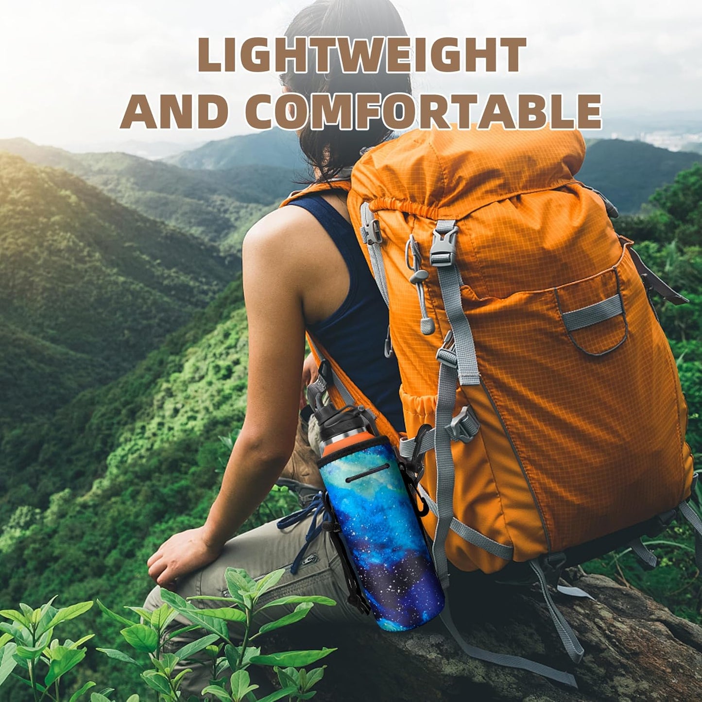 Water Bottle Carrier,Insulated Neoprene Water Gym Travel bottle Holder Bag Protector Sleeve Case Pouch Cover 0.6L or 0.75L, Great for Stainless Steel and Plastic Bottles (BLUE)