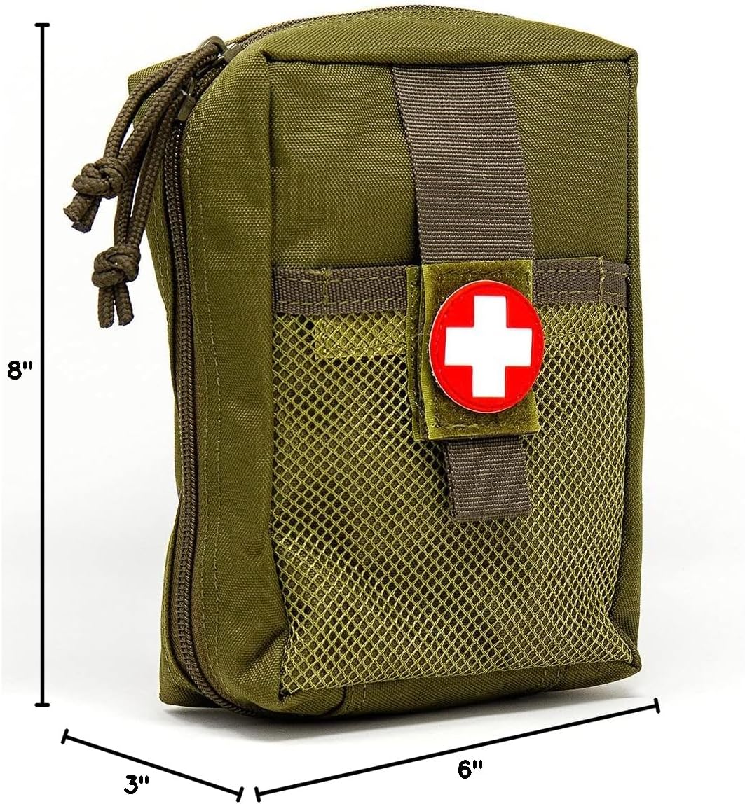 3VGEAR Large MOLLE Medic Pouch - Waterproof with Clamshell Opening, Elastic Loops for Medical Supplies, Hook and Loop Strips, Rugged 600D Polyester