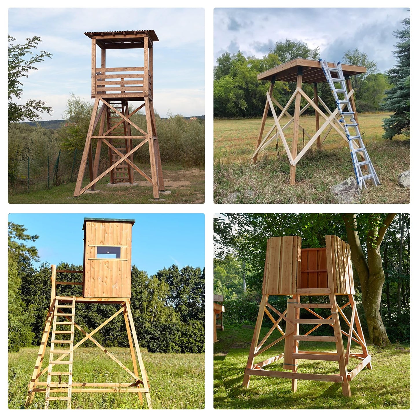 4 Pcs Outdoor 4"x4" Compound Angle Brackets,Deer Stand Brackets for Deer Stand, Hunting Blinds and Tree Houses