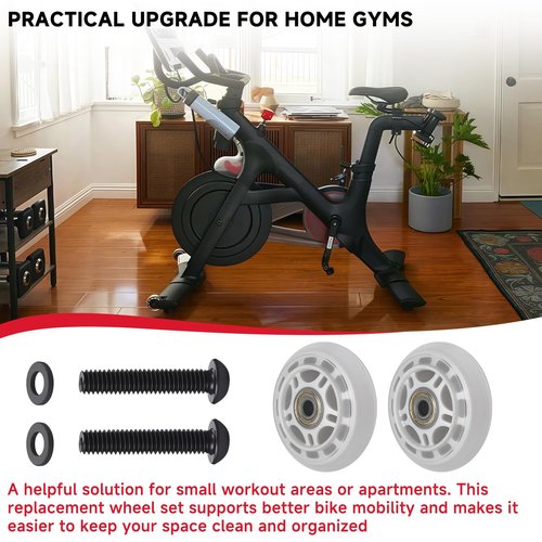 Replacement Front Wheels Compatible with Peloton Bike – 2.72 Inch Exercise Bike Transport Caster Kit, Mobility Replacement Wheels for Home Gym or Apartment Use