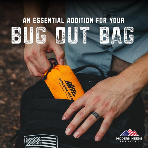 MODERN NEEDS Emergency Sleeping Bag – Thermal Blanket & Bivy Sack | Waterproof, Windproof, Tear-Resistant Shelter Emergency Blanket for Outdoor Use