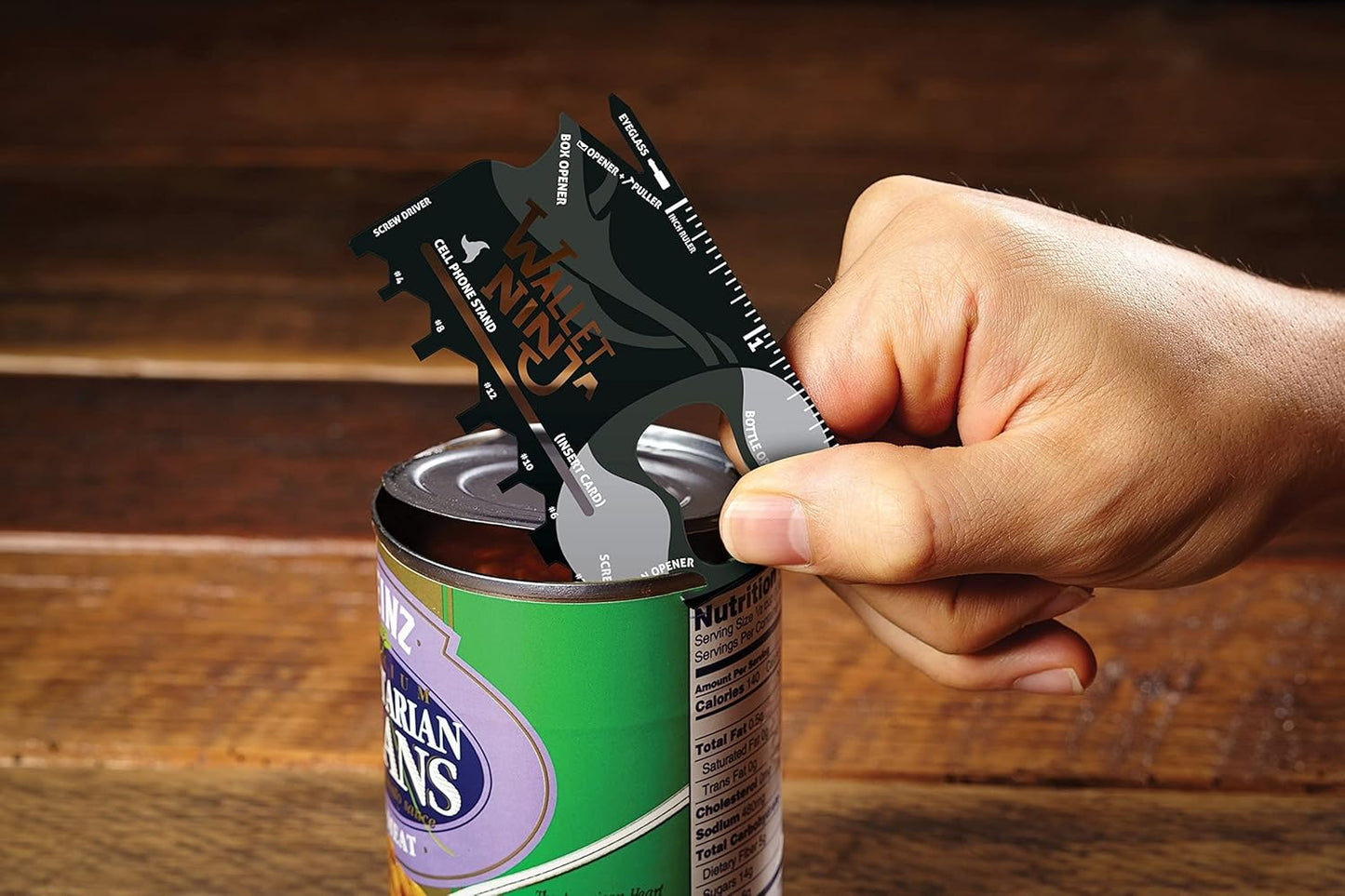 Wallet Ninja 18-in-1 Multitool Card – Versatile Credit Card Tool with Bottle Opener, Screwdrivers & Phone Stand – Black