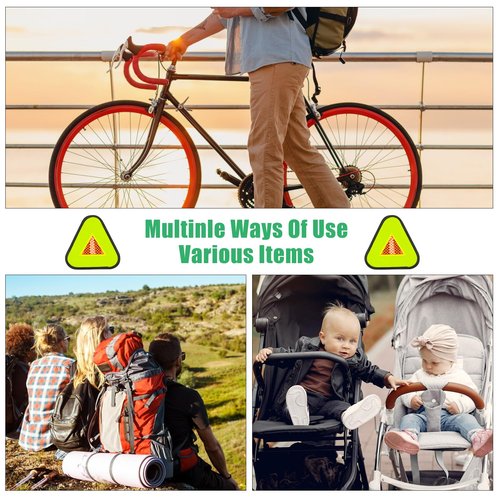 DLUGOPIS 3 Pack Reflective Yield Symbol 7 * 7inch Reflective Safety Triangle Bike Reflective Triangle Sign High Visibility Safety Flag with Magic Adhesive Strap for Safety at Night Bike Recumbent