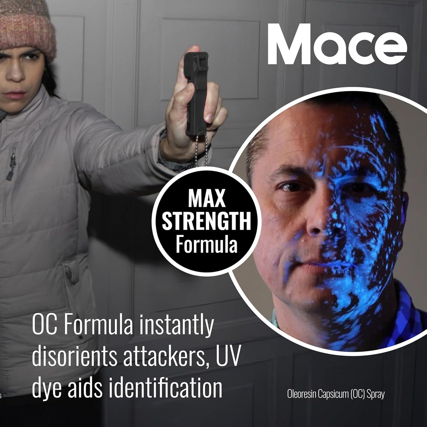 Rechargeable Mace Stun Gun for Self Defense - High Voltage with Bright LED Light