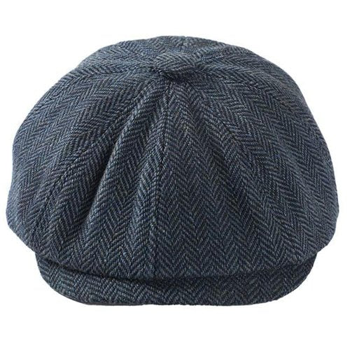 Boy-Newsboy-Cap-Kids-Cotton-Beret - Vintage Tweed Flat Cabbie Hat for Child 4-9Years Dark Blue