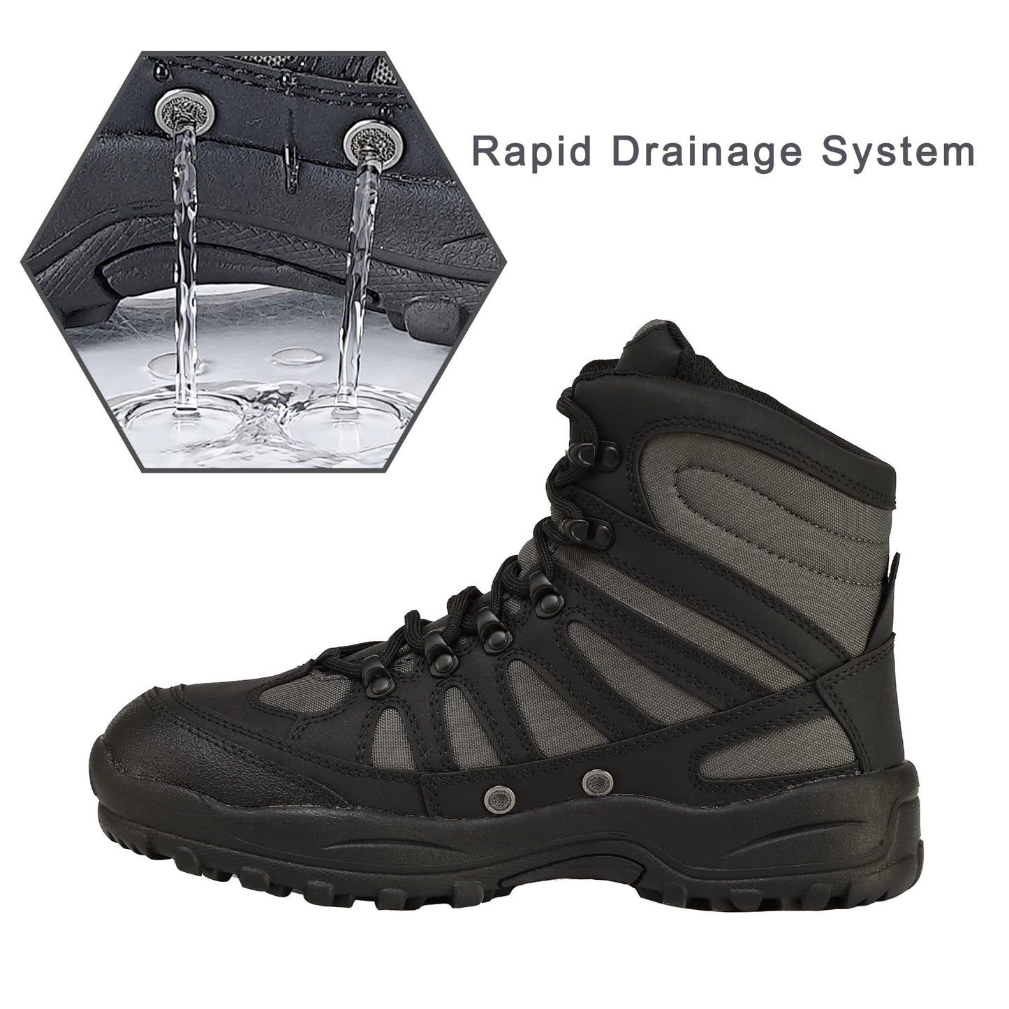 8 Fans Wading Boots for Men&Women Anti-Slip Rubber Sole with Rotating buckle Lacing System for Fishing (Black,M11)