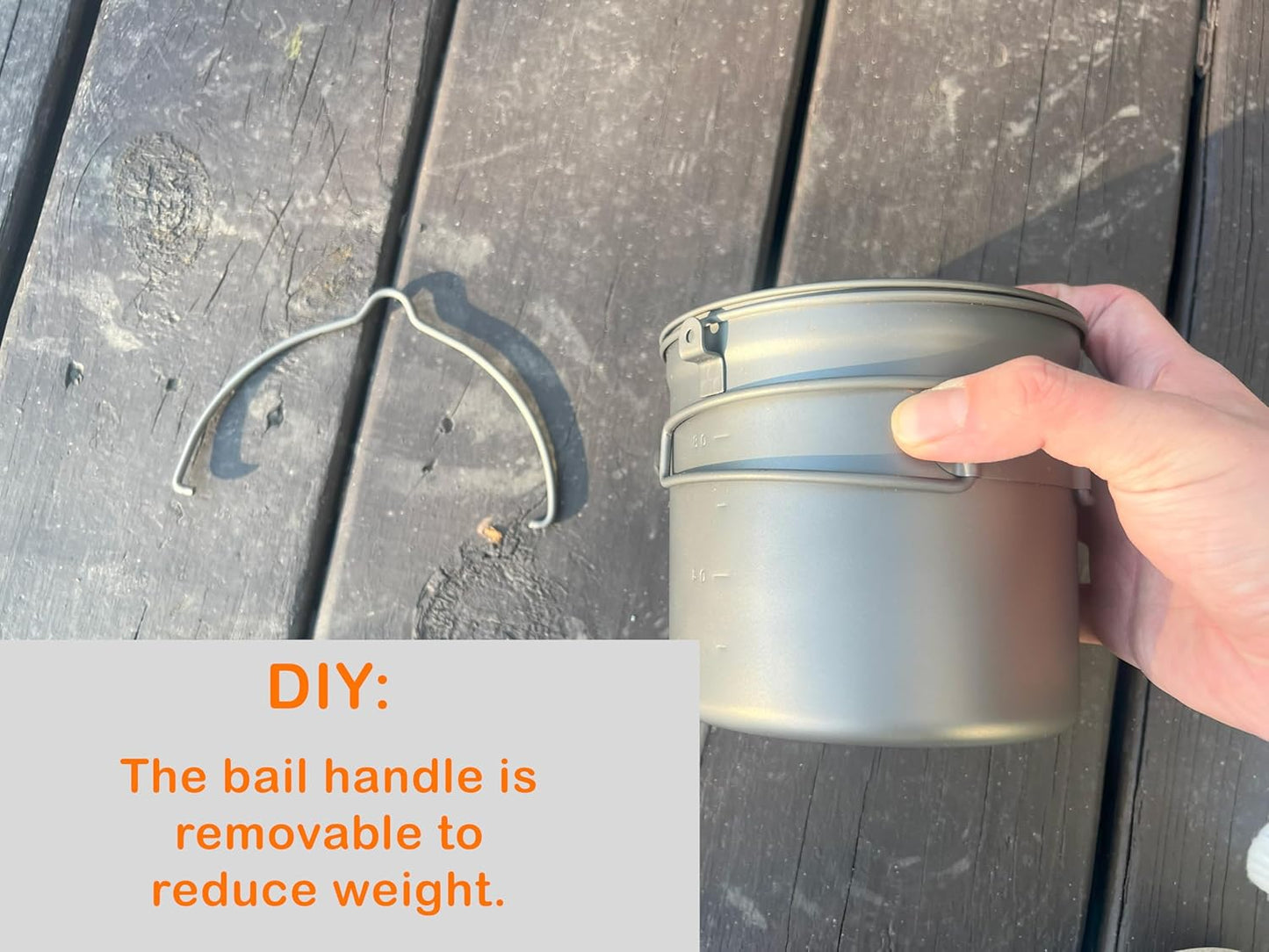 Toaks Titanium 1100ml Bushcraft Pot – Bail Handle for Open Fire Cooking & Backpacking