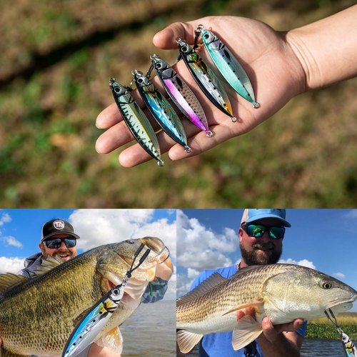 Goture Fishing Jigs, 30g Vertical Jig Freshwater Saltwater, Jig Fishing Lures with Assist Hook, 5PCS Fishing Jigging Spoon Lures for Tuna,Salmon,Bass,Trout