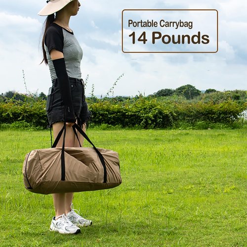 Screen House 11 x 11 Ft Screened Mesh Net Wall Canopy Tent Screen Shelter Gazebos for Patios Outdoor Camping Activities with Oneside Cover- Beige