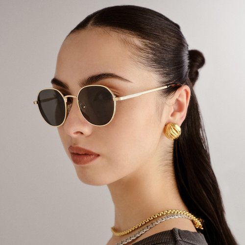 Le Specs Odyssey Sunglasses - Gold, Round, Unisex, Classic 'Everyday' Style