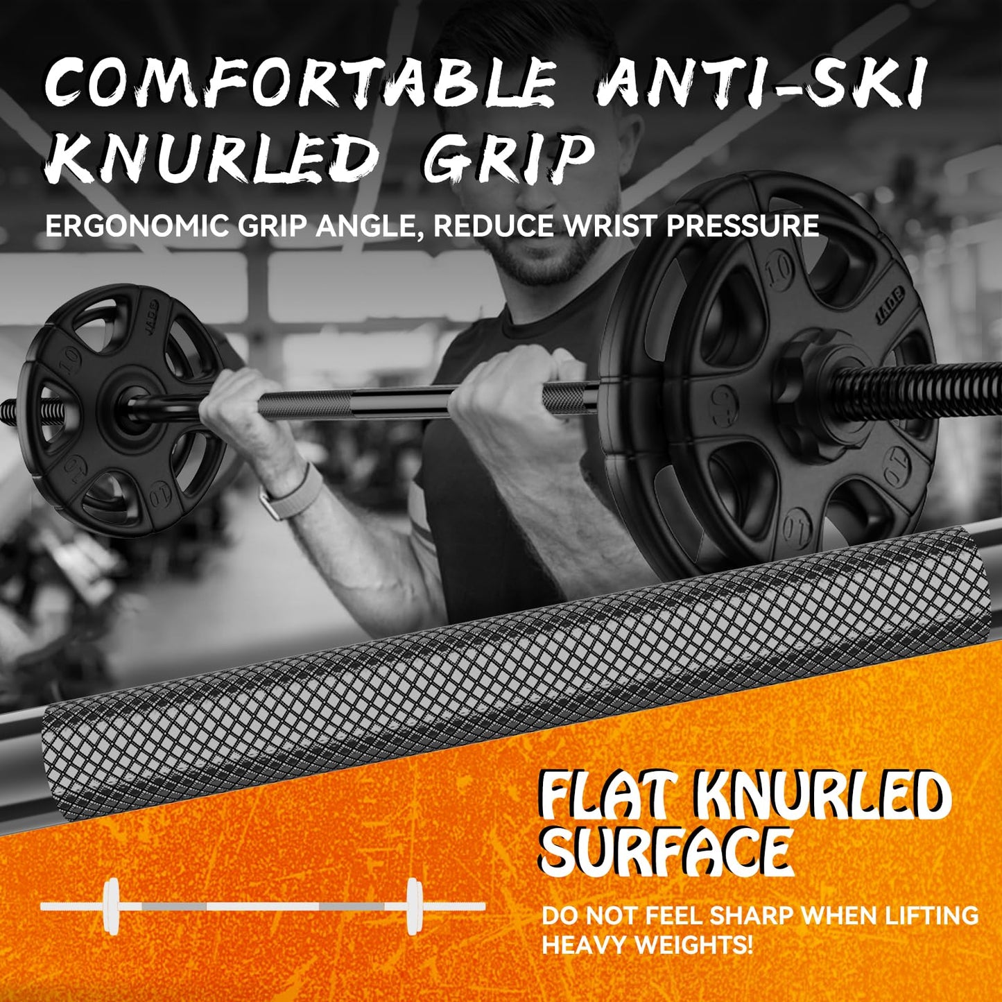 55" Weight Lifting Bar, 1" Standard Straight Barbell Bars for Weight lifting, Olympic Barbell Bar for Bench Press/Hip Thrusts/Squats/Lunges for Gym and Home, 2 Star Star-nuts (480lb Weight Capacity)