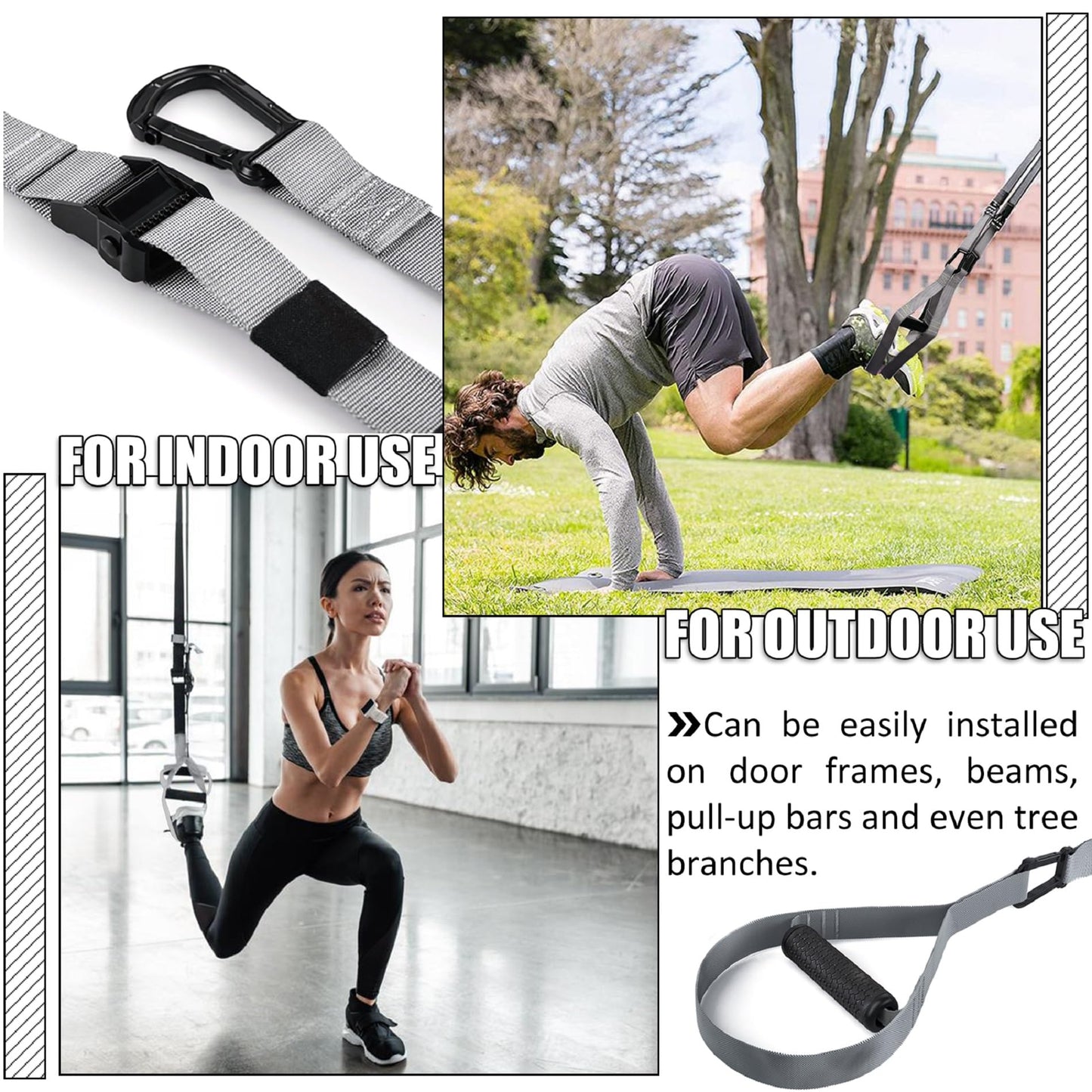 Home Training Kit, Trainer Bands for Home Gym, Travel, and Outdoors, Exercise Straps for Home Gym