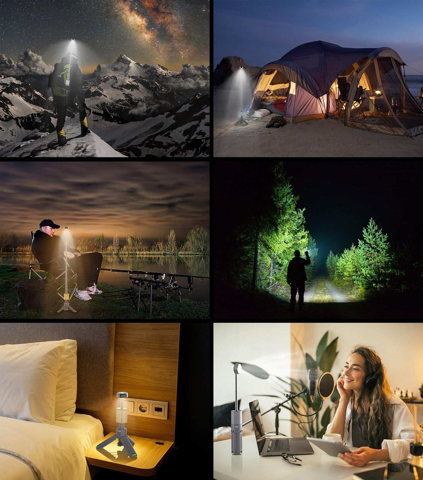 APTMAPT Telescopic Camping Light, Portable Collapsible Magnetic Camp Lantern Rechargeable,10500mAh Telescoping IP67 Waterproof Flashlights, Outdoor Gear for Emergency, Camping, Hiking (Gray)