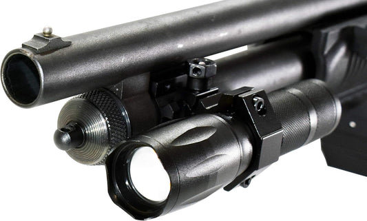 Trinity 1000 Lumen led Flashlight for mossberg 500 Pump Home Defense Tactical Hunting Optics Aluminum Black Picatinny Weaver Mounted Adapter Single Rail Mount.