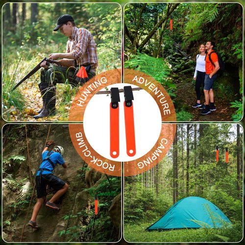 Tophoniex 48PCS Trail Markers with Clips Reflective Tree Tacks for Hiking Hunting Outdoor, Orange