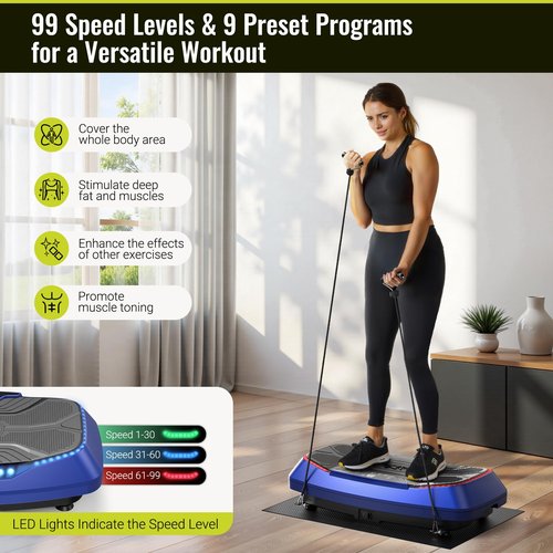 FLYBIRD 4D Vibration Plate 500 LBS Capacity - Oscillation, Linear, Pulsation Exercise Machine With Triple Motors for Lymphatic Drainage & Bone Density Building - Black