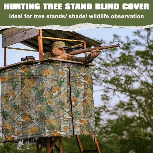 Hunting Tree Stand Blinds, Camouflage Tree Stand Cover, 102''x35''Hunting Realistic Forest Camo Treestand Ground Blinds with Zipper and Two Large Pockets for Deer, Elk, Turkey Hunting