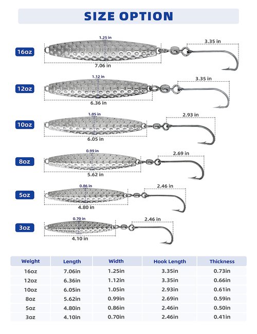 BLUEWING Hammered Diamond Jig Fishing Lures for Saltwater Deep Sea Sinking with Stainless Steel Hook, Chrome 12oz, 1pc