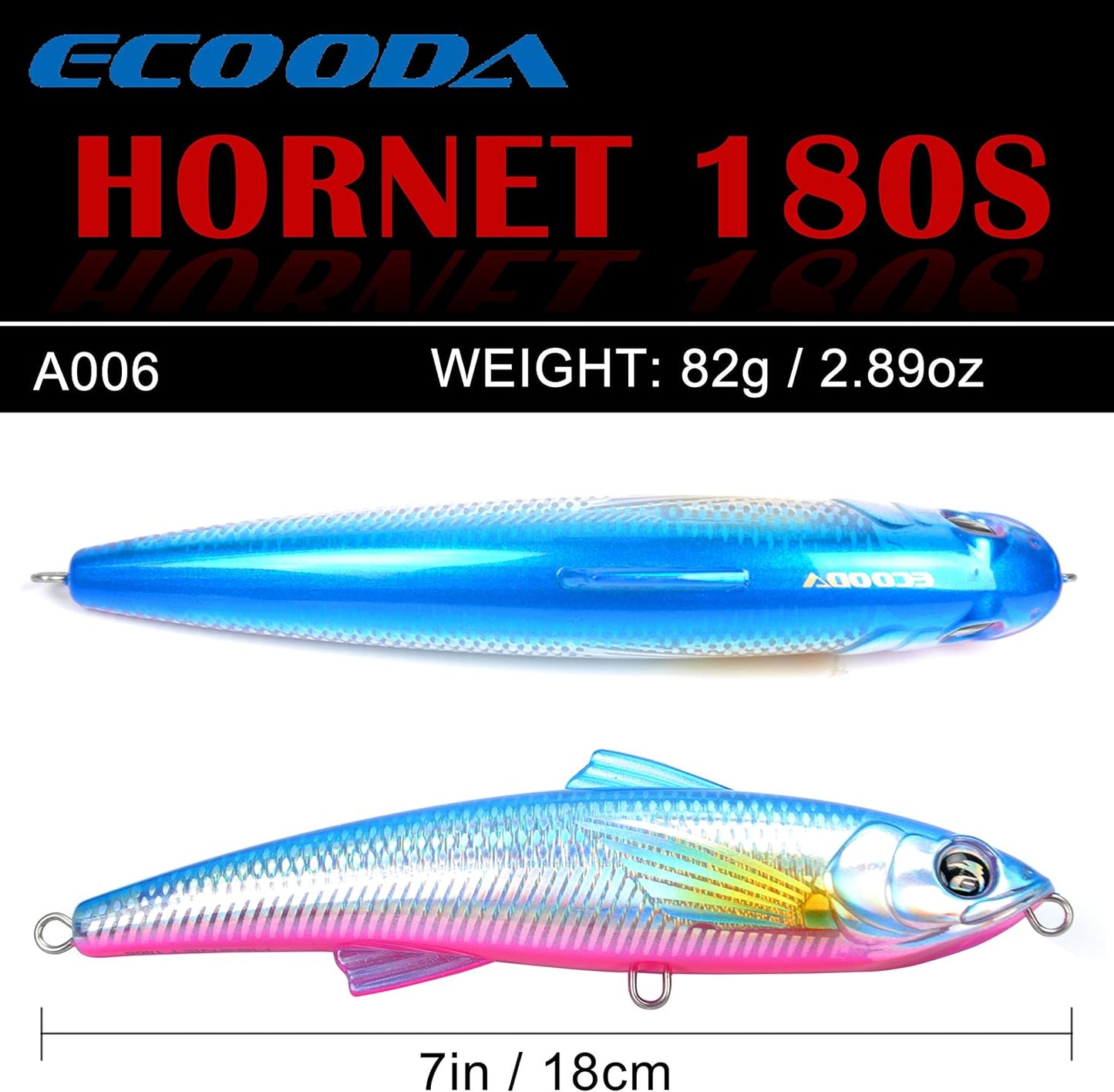 Hornet Saltwater Fishing Lure 2.9oz 7in Topwater Popper Hard Bait Floating Pencil Lure for Kingfish/Tuna/Mackerel/Marlin/Mahi Mahi Offshore Trolling Onshore Floating Crankbait