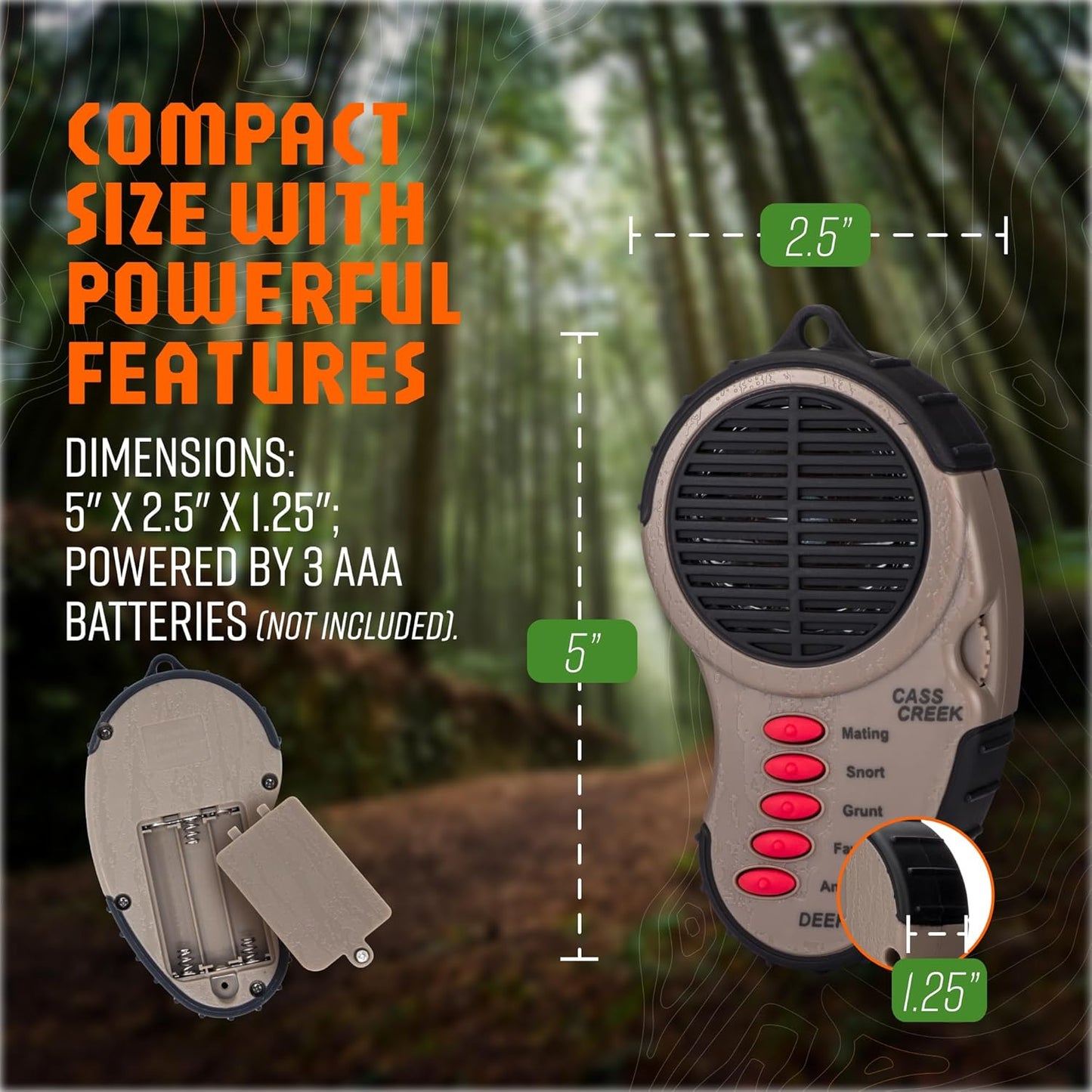 Cass Creek Ergo Call, Handheld Electronic Hunting Call, Compact Design, 5 Authentic Calls in 1, Expert Calls for Everyone