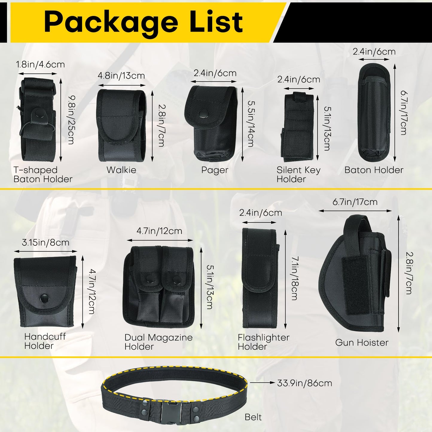 Acymner 10 in 1 Duty Belt Utility Belt | Ultimate Tactical Belt Set for Law Enforcement, Versatile Police Security Guard Military Modular Equipment System Molded Duty Belt