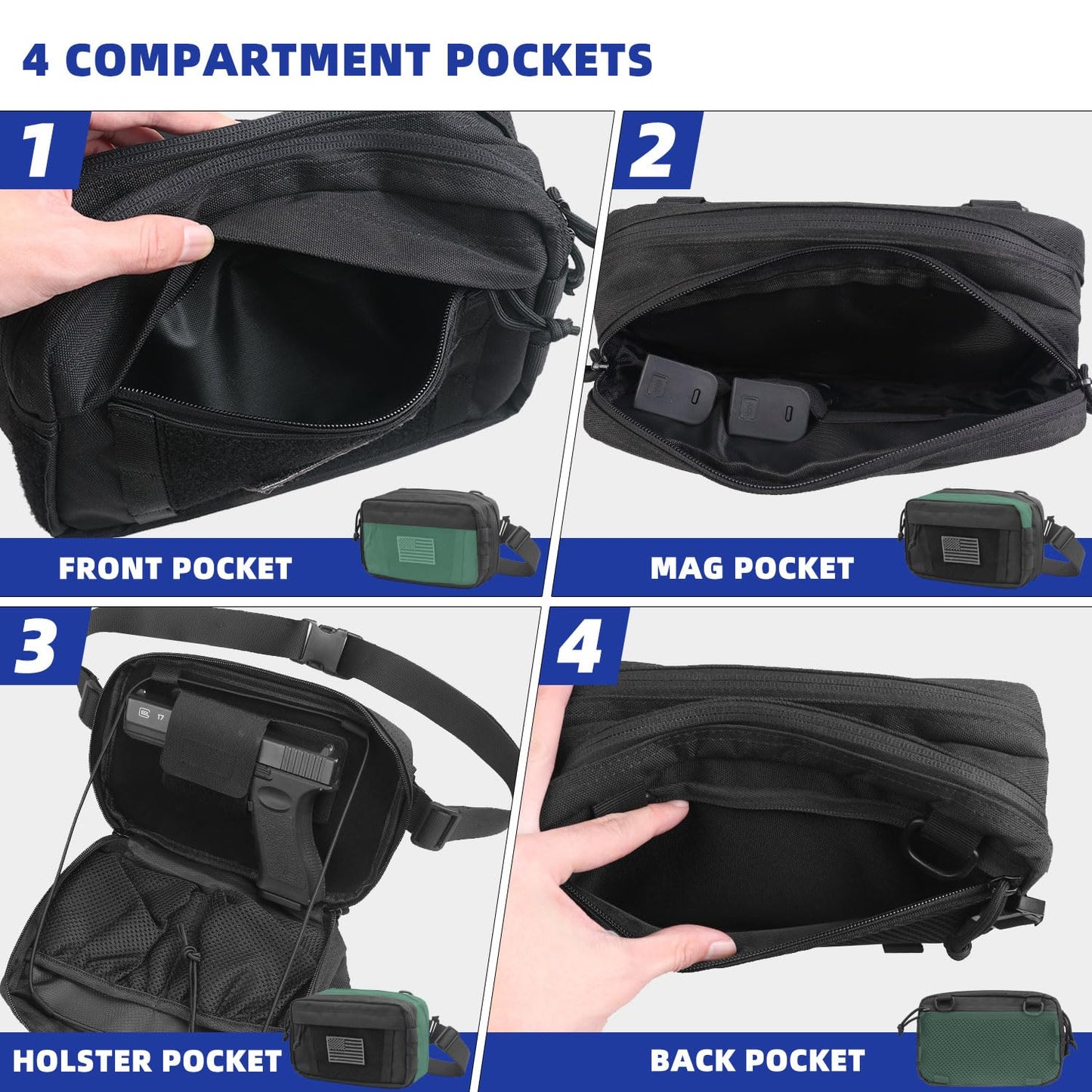 AMYIPO Tactical Chest Sling Pistol Bag for Men, Handgun Pouch Concealed Carry Military with Universal Pistol Holster Shoulder Bag