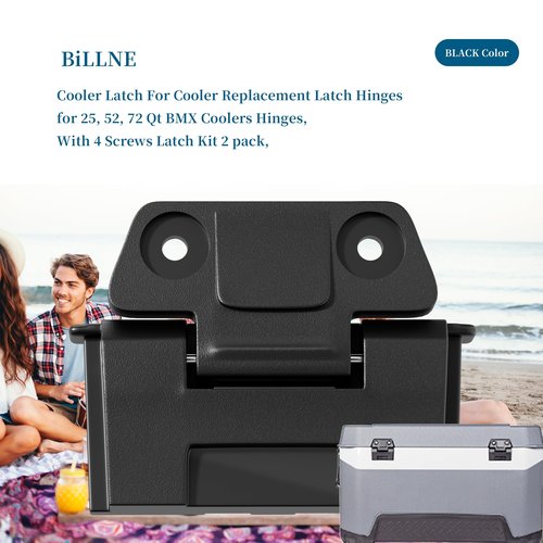 Coolers Hinge Replace Parts for Ig-loo Coolers 25, 52, 72 Qt BMX Coolers Latch 2 Pack,Cooler Hinges with 4 Screws, Outdoor for Ig-loo Cooler Replace Hinges.