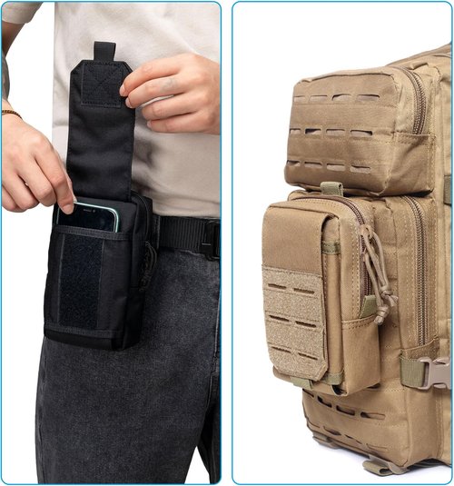 Molle Pouches for Men Tactical Belt Pouch EDC Utility Phone Bag for Backpack Plate Carrier Vest Duty Belt Accessories Gear Organizer Small Pouch (US-Black)