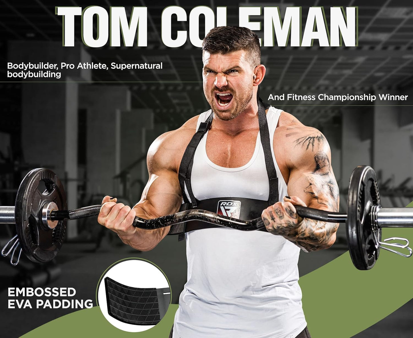 RDX Arm Blaster for Biceps & Triceps - 23” Aluminum Curl Support Isolator with Adjustable Strap & Thick Padding
