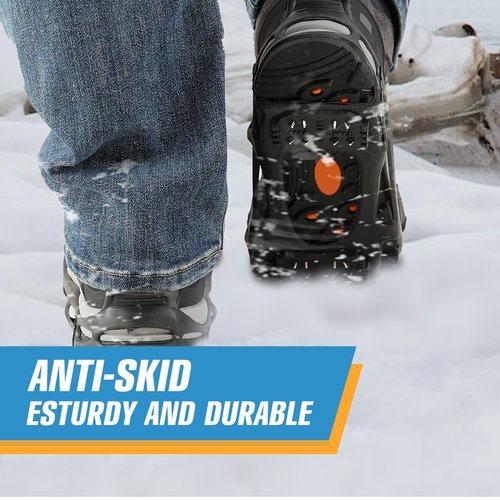Ice Snow Grips, Anti Slip Winter Ice Grippers Universal Slip-on Stretch Fit Snow & Ice Spikes Traction Cleats Crampons