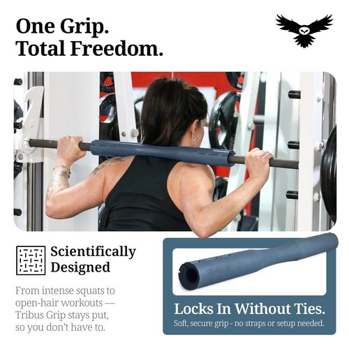 Tribus Grips Barbell Pad – Non-Slip Rubber Adapter for Squats, Hip Thrusts, Deadlifts & Lunges | Barbell Pad for Neck & Shoulder Protection | Fits Standard Bars | Strap-Free, Durable, Gym-Grade Fit