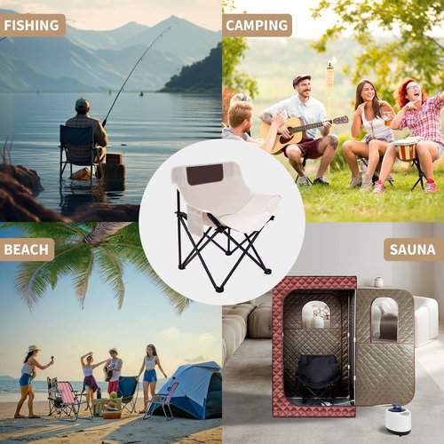 Portable Folding Chair for Sauna, Fast Folding Chair with Carry Bag and Side Pocket Chairs for Adults, Carry Chair for Camping, Tailgates, Beach, and Sports(Black)