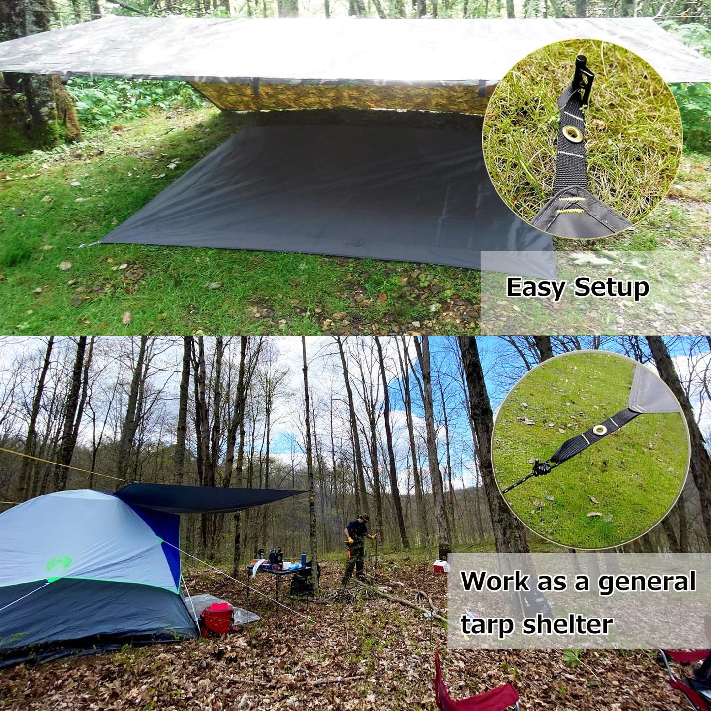Farfly Tent Footprint Waterproof PU 3000 Easy Set up Heavy Duty Ultralight Tent Footprint for Camping,Hiking, Backpacking, Hammock, Beach Grey (Grey 59'' X 86'')