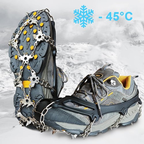 Non-Slip Gripper Spikes for Shoes and Boots - 26 Stainless Steel Spikes for Superior Traction on Ice and Snow - Shoe Talons Anti-Slip Design for Safe Walking, Jogging, Climbing, and Hiking (X-Large)