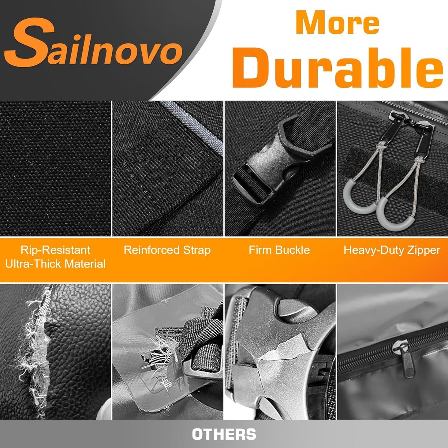 Sailnovo Car Rooftop Cargo Carrier Bag Waterproof 20 Cubic Feet for Top of Vehicle with/Without Roof Rack Car Top Carrier with 6 Door Hooks, Reinforced Straps & Storage Bag 1000D