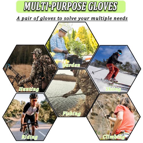 Taeku Camo Gloves Lightweight Full Finger Hunting Camouflage Accessories Pro Anti-Slip Fishing Gloves Archery Accessories Hunting Outdoors (Thickening L)