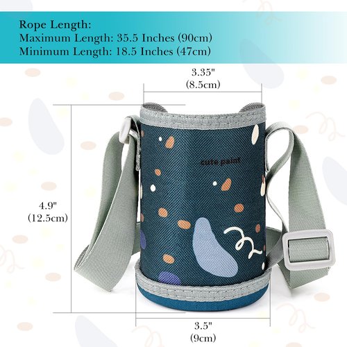 Linkidea Hard Base Water Bottle Carrier with Strap Compatible with CamelBak 12oz/14oz, Contigo 14oz, Waterbottle Sling Bag Holder with Shoulder Strap, Ocean Blue