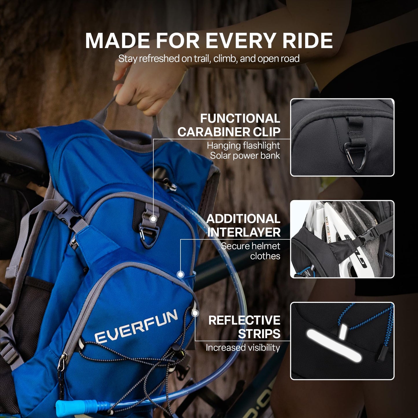 EVERFUN Hydration Backpack Bundle with 2L Water Bladder & 3L Water Bladder, 18L Insulated Pack with Rain Cover