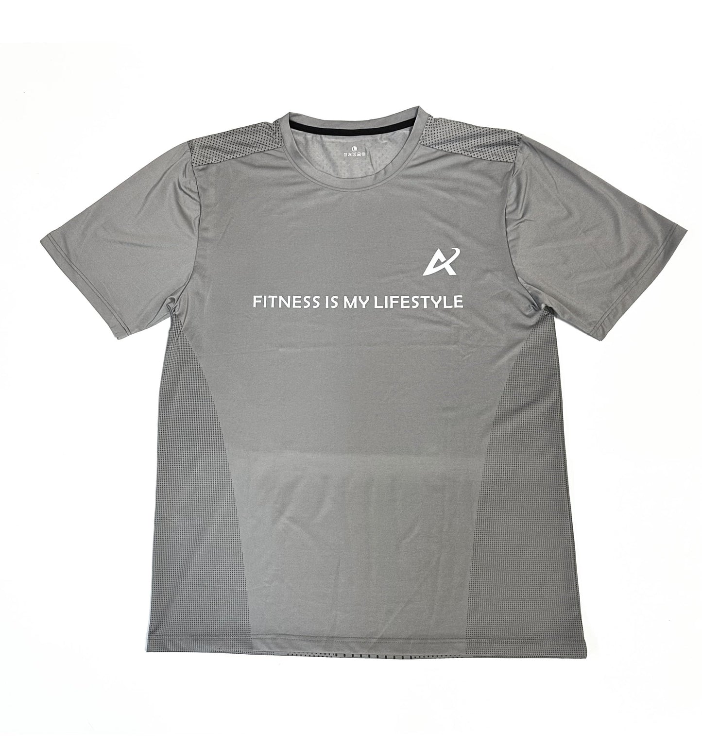 A AFMAC Mens Athletic TOP Activewear Tshirt Polyester Spandex Grey M to L [67-69 CM] (B, Polyester Blend)