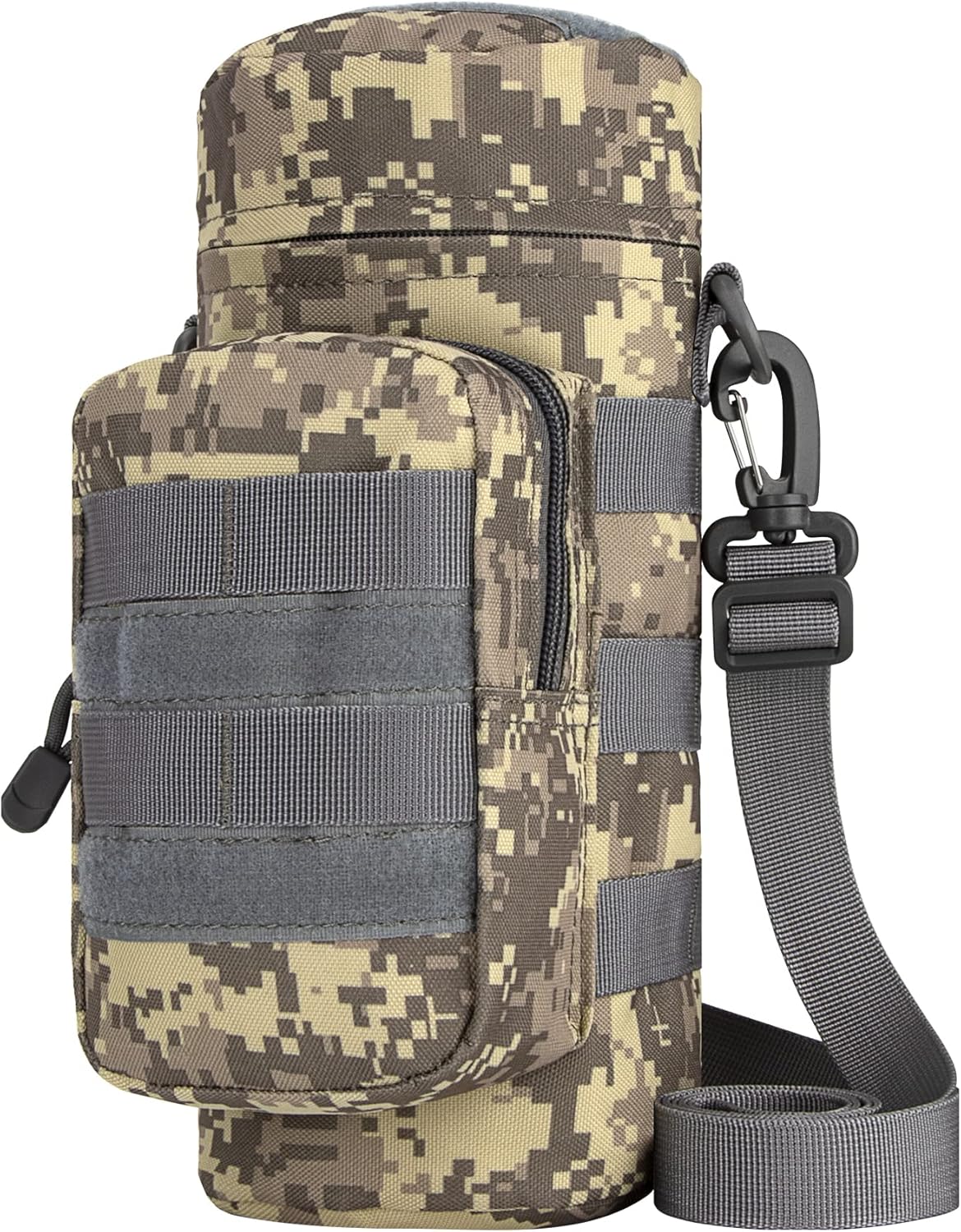 IronSeals Tactical Molle Water Bottle Holder Pouch Hydration Carrier Bag with Detachable Shoulder Strap